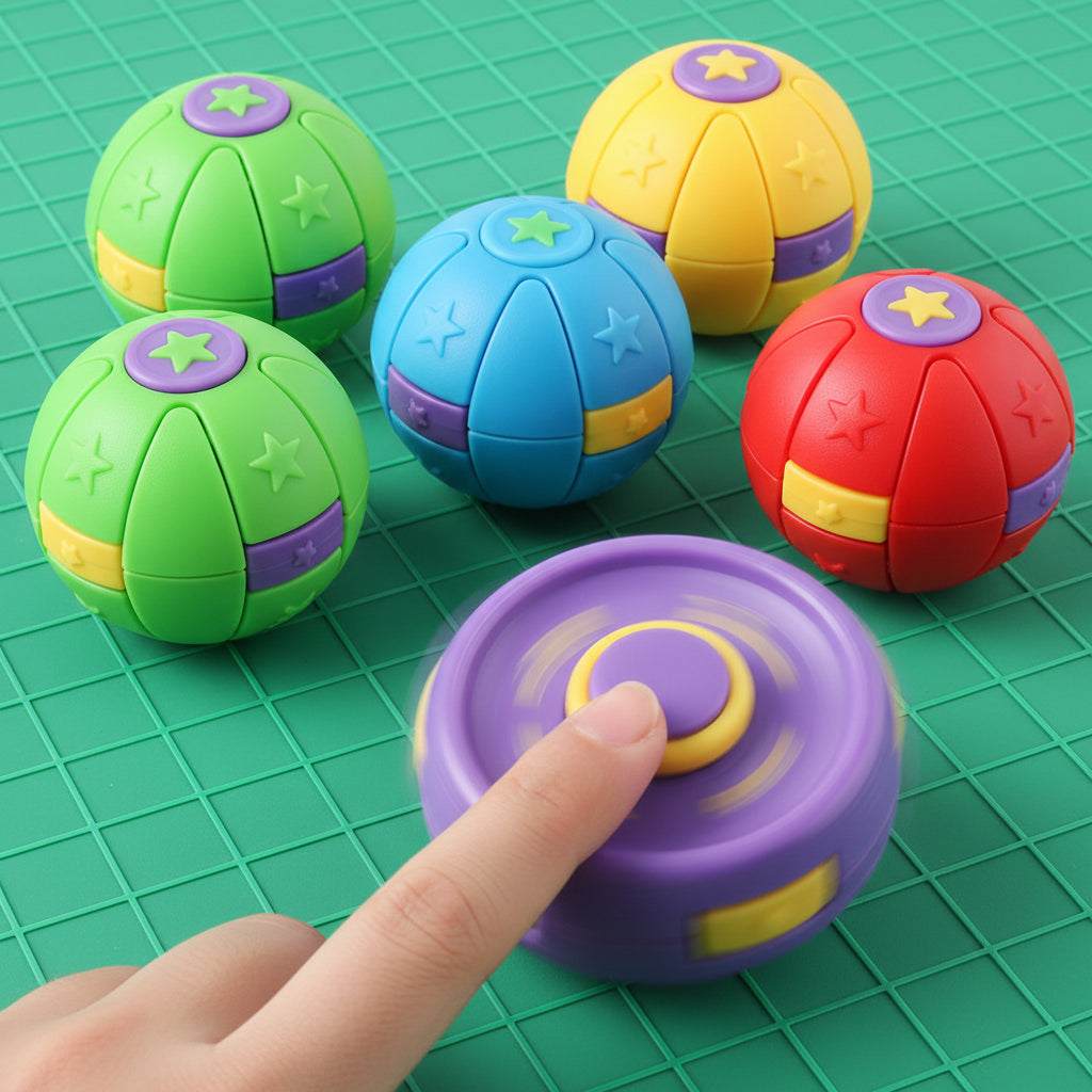 Bola sensorial cinética 3D Gear Ball da Zem Kids, brinquedo fidget antiestresse com espiral para estímulo sensorial.