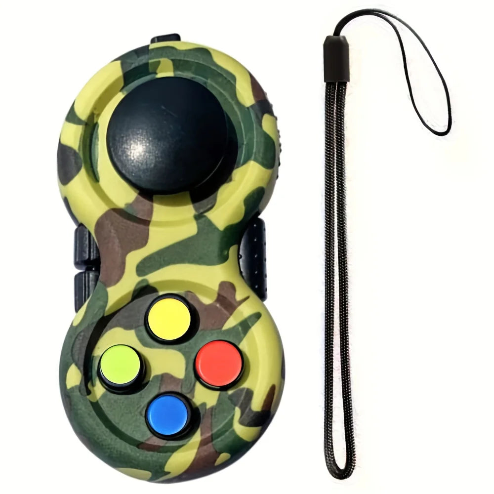 Controle Fidget Pad Retrô Zemkids com 8 funções, brinquedo sensorial antiestresse e para melhorar o foco, em cores vibrantes.
