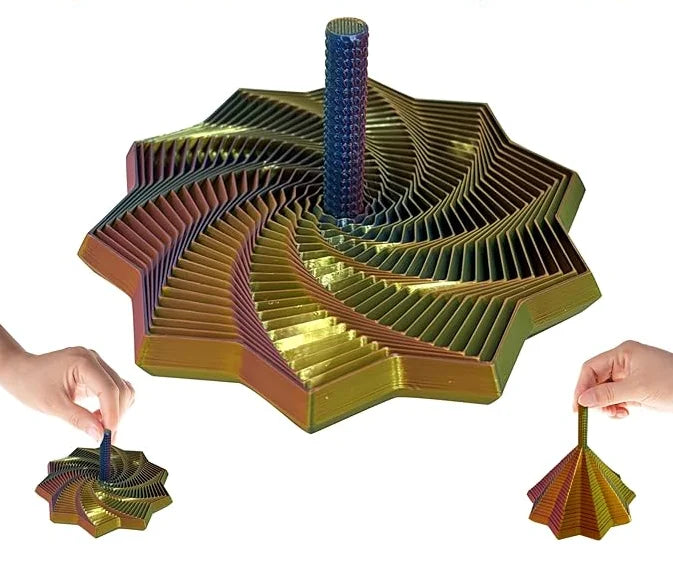 Brinquedo sensorial Estrela Sensorial 3D Hexa-Flow da Zem Kids, girador expansível anti-estresse com cores vibrantes.