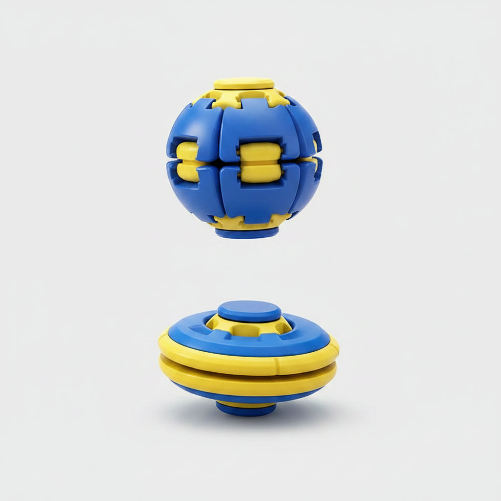 Bola sensorial cinética 3D Gear Ball da Zem Kids, brinquedo antiestresse com design espiral para fidgeting e diversão sensorial.
