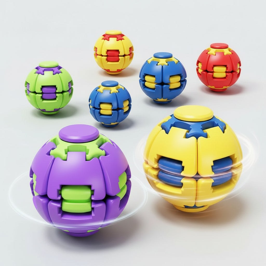 Bola sensorial cinética 3D Gear Ball da Zem Kids, brinquedo antiestresse com espiral, para estímulo sensorial e distração.