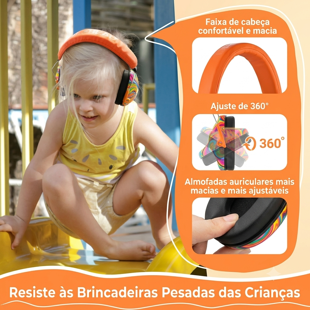 Protetor auditivo infantil Zem Kids, brinquedo sensorial anti-ruído para conforto e proteção sensorial em crianças.