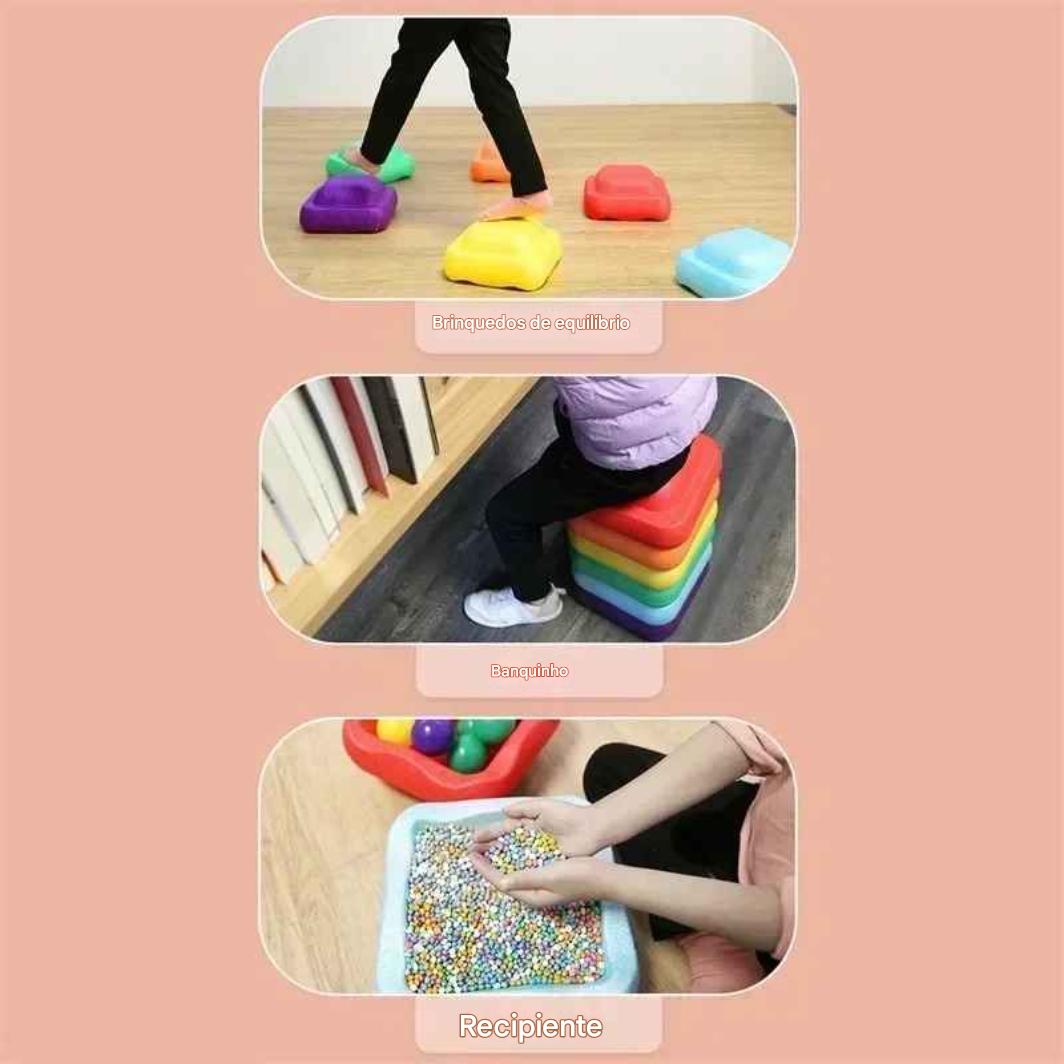 Kit Pedras de Equilíbrio Sensoriais Zem Kids – Kit Aventura e Coordenação (PVC Macio) - Zem Kids