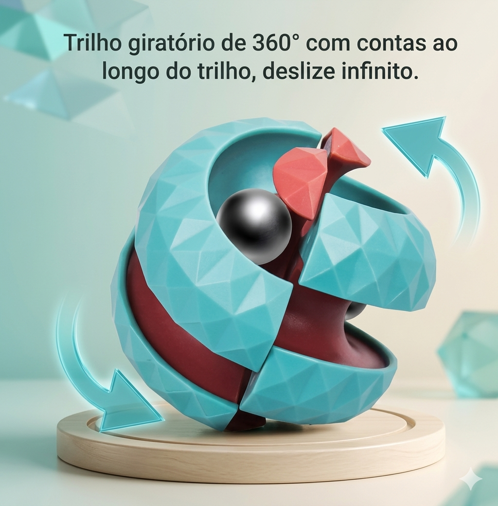 Cubo de Órbita Anti-Estresse Zem Kids, brinquedo sensorial Montessori com esferas giratórias coloridas e texturizadas.