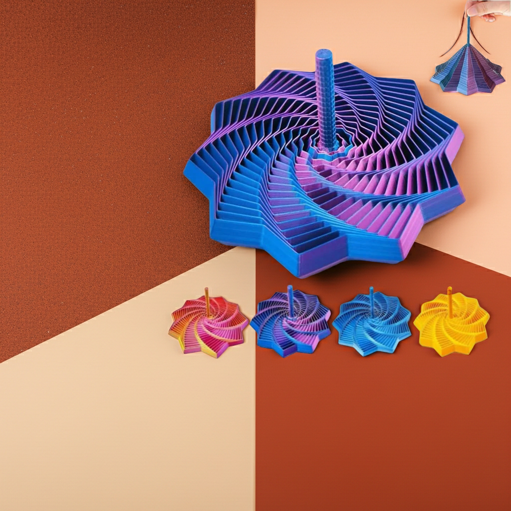 Brinquedo sensorial Zem Kids Estrela Sensorial 3D Hexa-Flow, girador expansível anti-estresse, com cores vibrantes e superfície texturizada