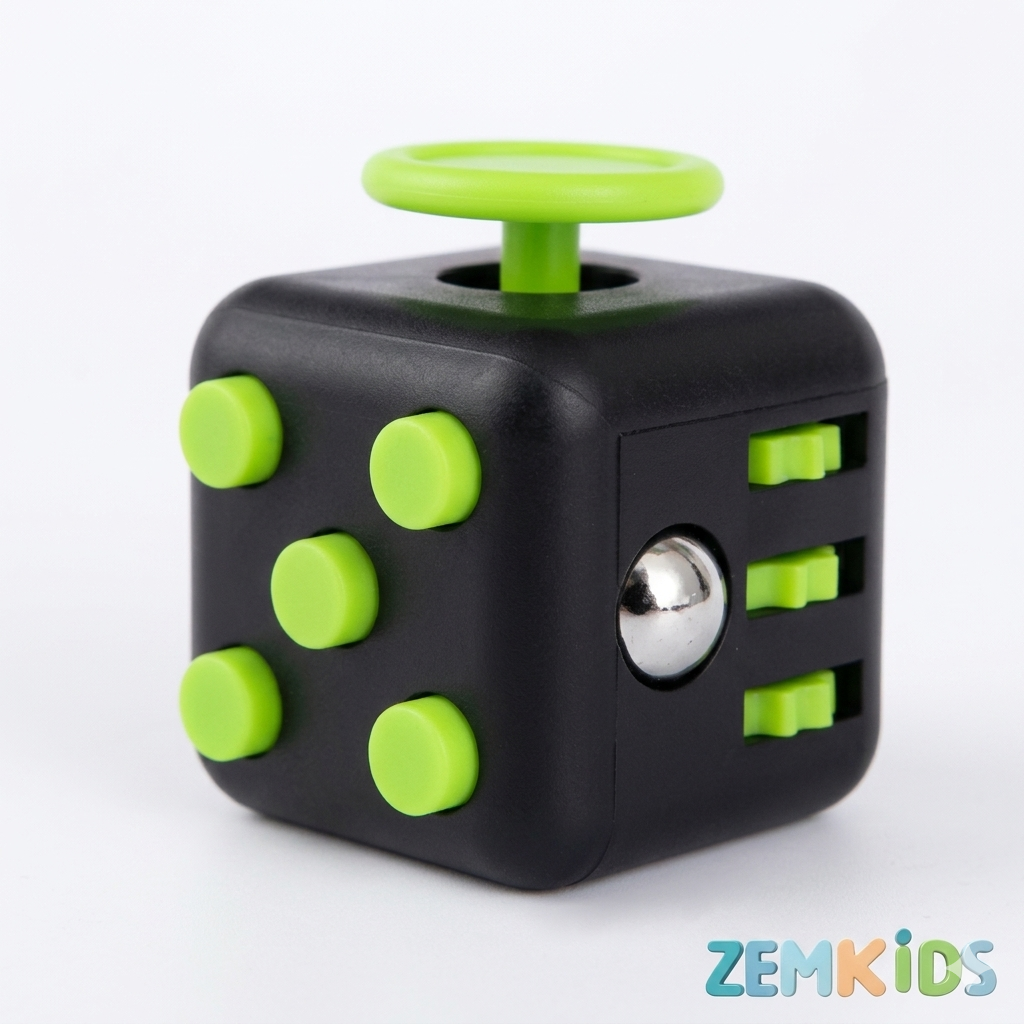 Cubo de regulação sensorial ZemKids, brinquedo antiestresse com cores vibrantes e diferentes texturas para foco e relaxamento.