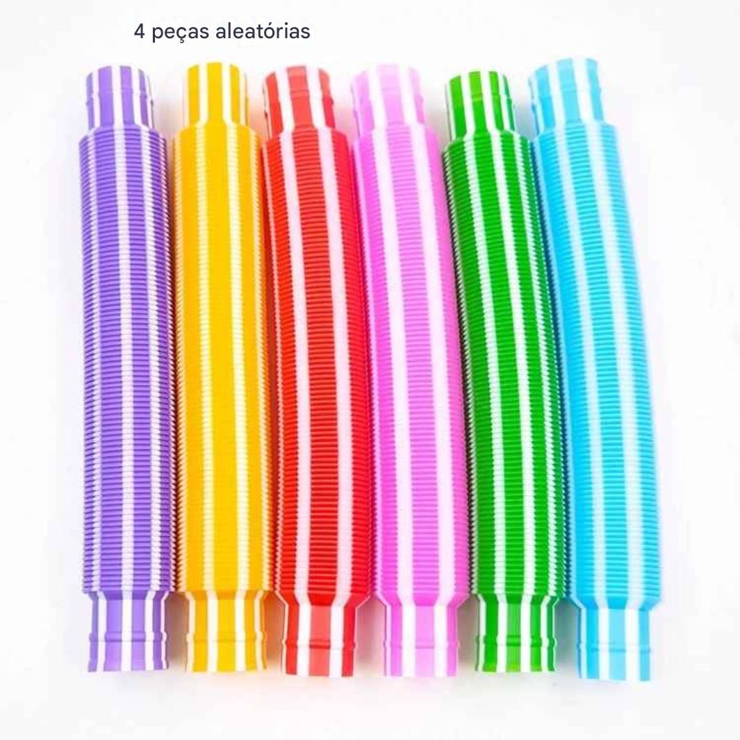 Kit de 4 tubos sensoriais Zem Kids para esticar e conectar, brinquedo de estímulo sensorial colorido e flexível