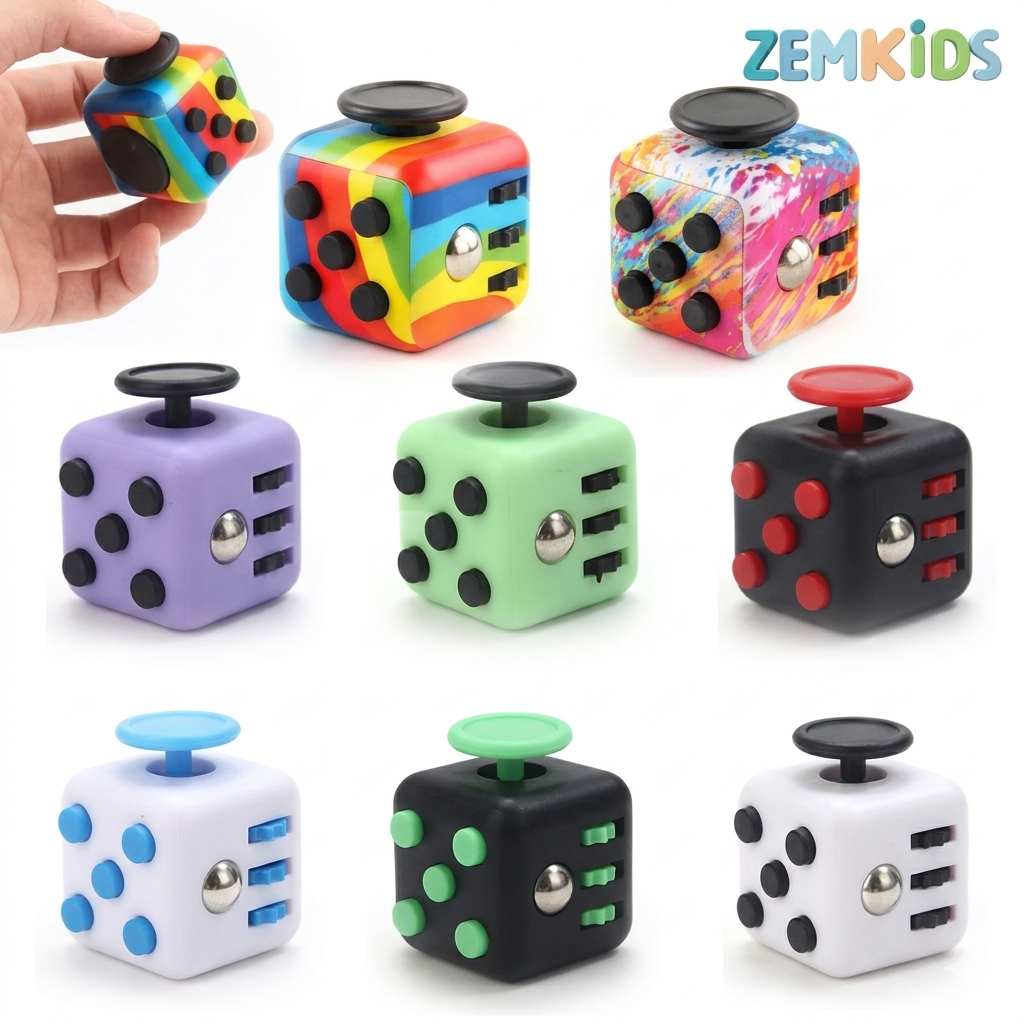 Cubo de Regulação Sensorial ZemKids, brinquedo fidget antiestresse com várias cores e texturas para aliviar ansiedade e melhorar concentração