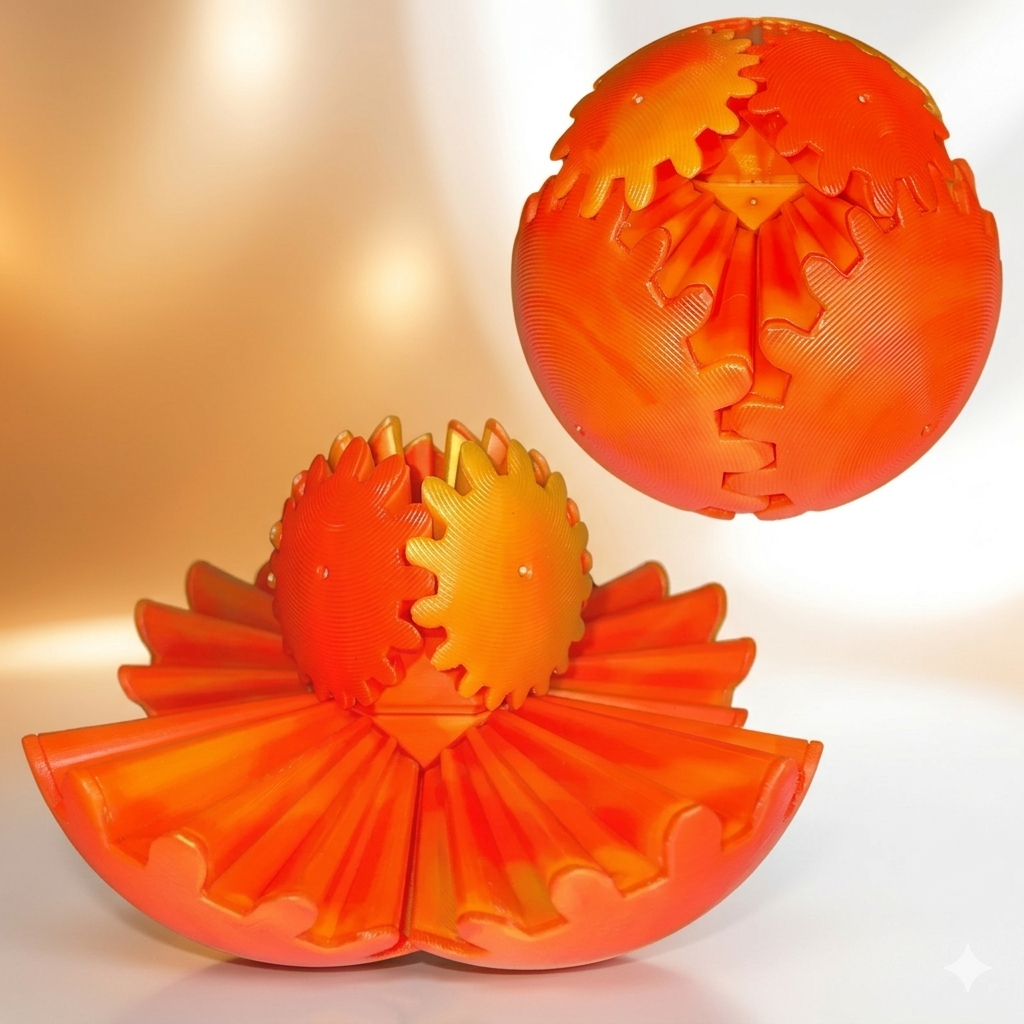 Bola de Engrenagem 3D Articulada: Fidget Toy Giratório e Anti-estresse