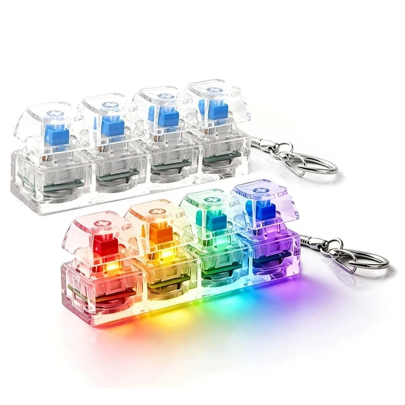Chaveiro Fidget Toy de teclado mecânico com 4 teclas LED RGB, brinquedo sensorial antiestresse e para foco, da Zem Kids