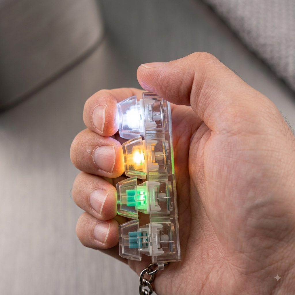 Chaveiro Teclado Mecânico Fidget Toy Zemkids com 4 teclas LED RGB, brinquedo sensorial antiestresse para crianças e adultos