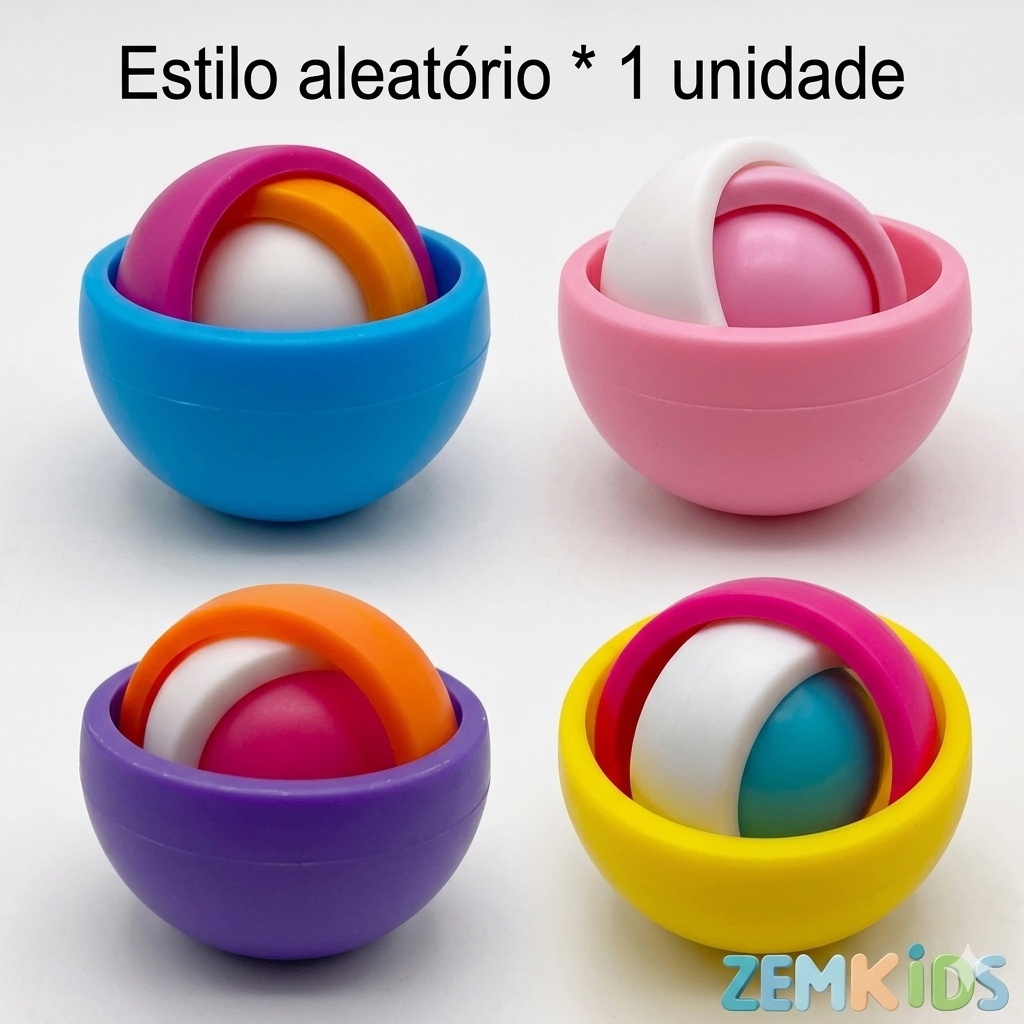 Giroscópio Fidget sensorial da Zem Kids, brinquedo de plástico ABS para aliviar ansiedade e TDAH, com design 3D e esfera de foco