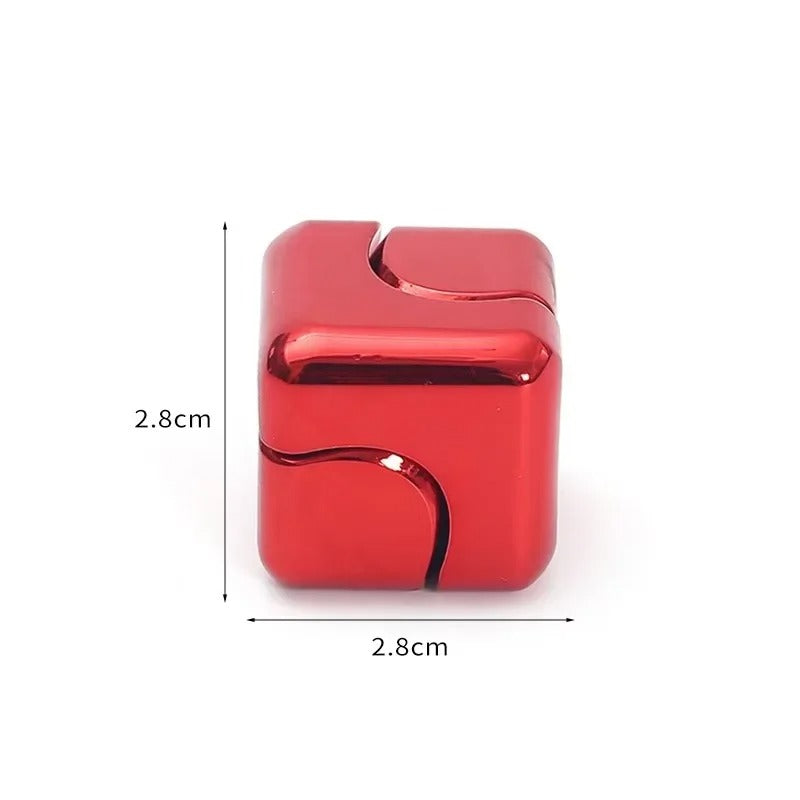 Cubo giroscópio metálico premium Zem Kids, fidget spinner 2 em 1 com design industrial e efeito neon, brinquedo sensorial.