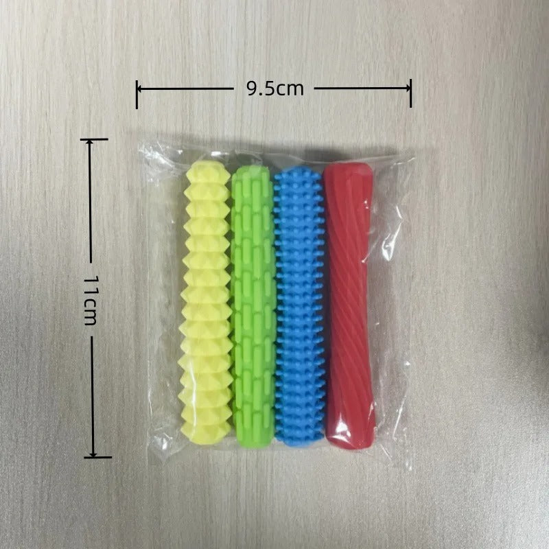 Kit com 4 capinhas sensoriais de silicone texturizado da Zem Kids, suporte ergonômico para lápis, brinquedos sensoriais para TDAH e autismo.