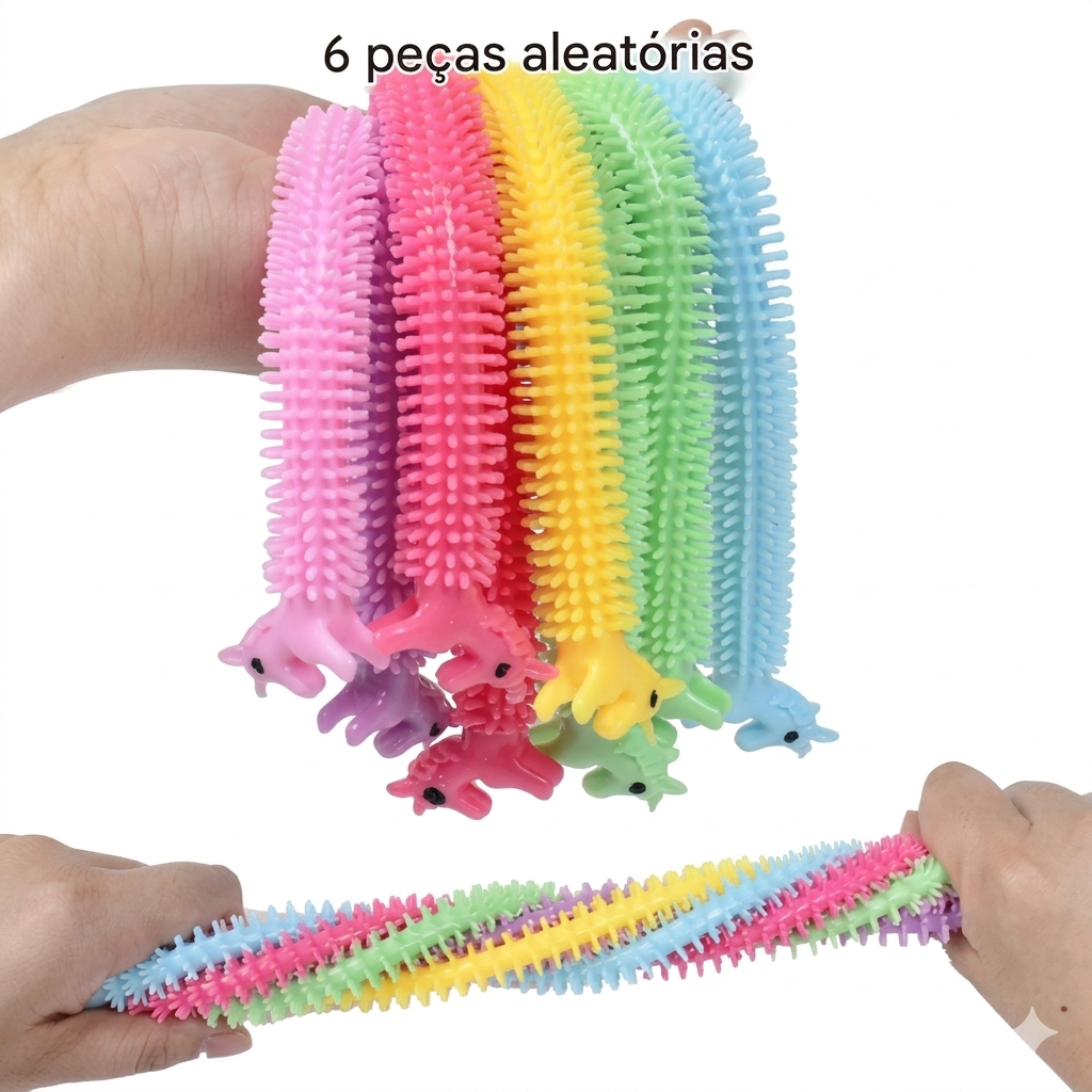 Kit com 6 cordas elásticas sensoriais da Zem Kids para alívio de estresse e autorregulação tátil, brinquedo antiestresse.