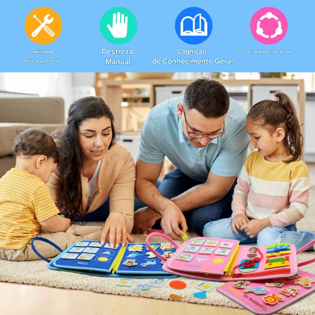 Maleta Sensorial Montessori Premium – 16 Atividades de Coordenação Motora e Vida Diária - Zem Kids