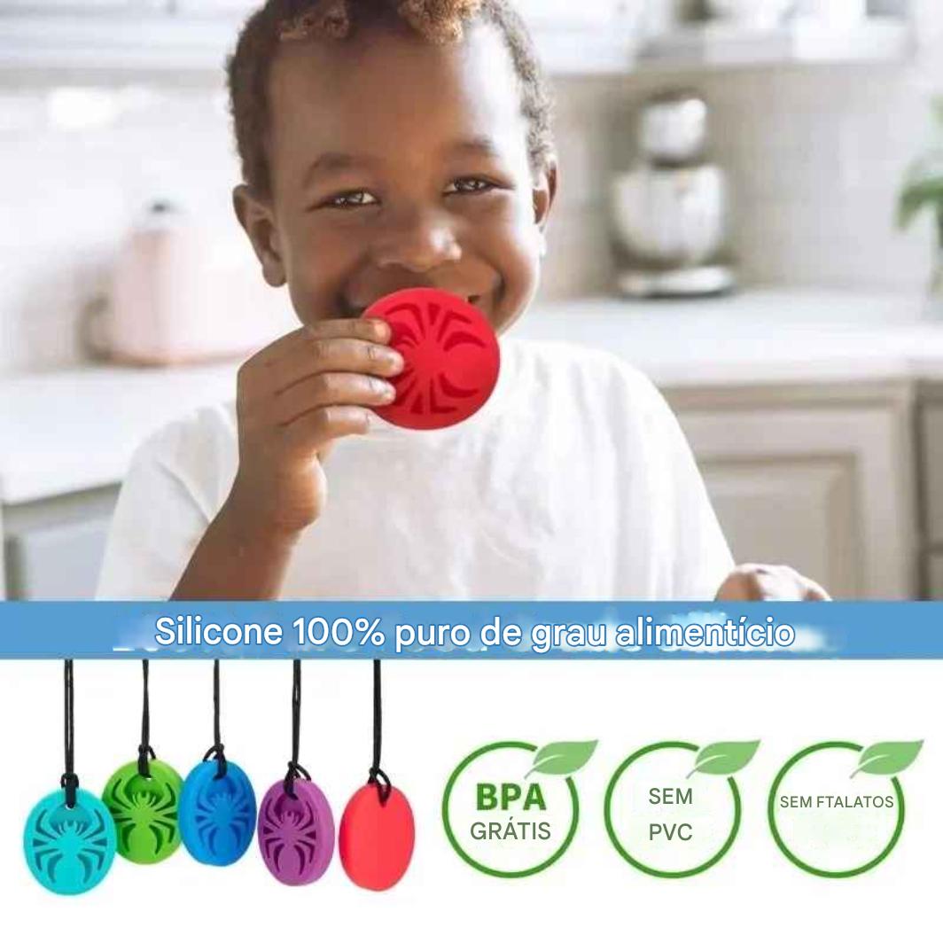 Colar Sensorial Circular Spider – Mordedor de Silicone para Foco e Alívio da Ansiedade - Zem Kids