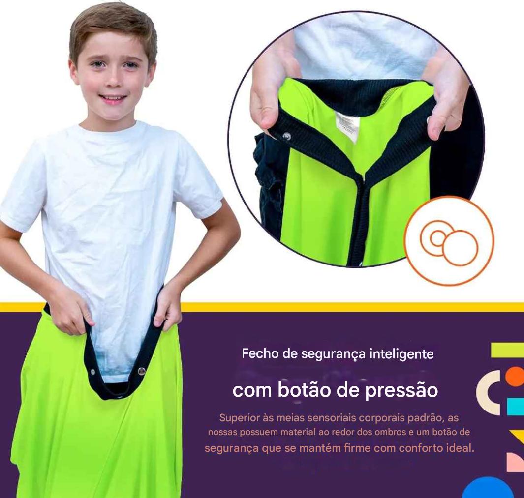Meia Sensorial Corporal Zem Kids – Casulo de Pressão Profunda para Autismo, TDAH e Relaxamento - Zem Kids