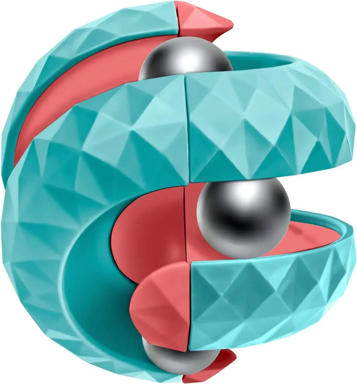 Esfera Orbit Sphere da Zem Kids, brinquedo sensorial portátil anti-estresse, na mão de uma criança, tamanho compacto.