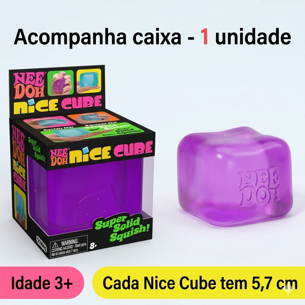 Cubo sensorial Nice Cube da Zem Kids, brinquedo fidget maleável com textura macia e não grudenta para foco e alívio do estresse