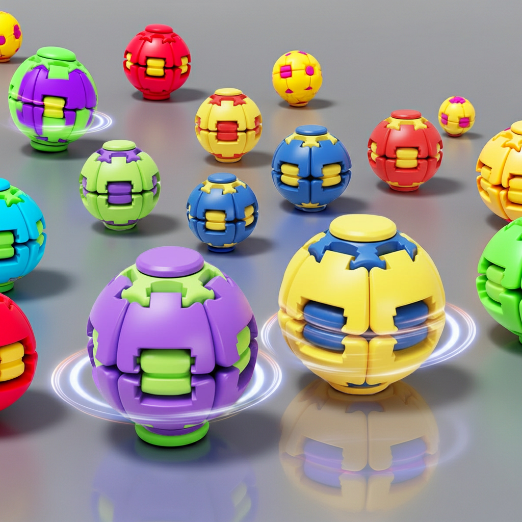 Bola sensorial cinética 3D Gear Ball da Zem Kids, brinquedo antiestresse com espiral para estímulo sensorial e relaxamento.