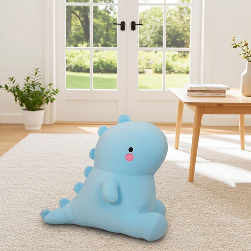 Dinossauro Squishy ultra macio de 50cm, brinquedo de pelúcia da Zem Kids, ideal para acolhimento e alívio da ansiedade.