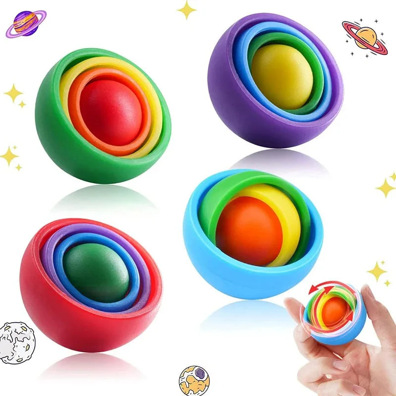 Giroscópio fidget sensorial Zem Kids 3D com esfera de foco para alívio de TDAH e ansiedade, brinquedo sensorial.
