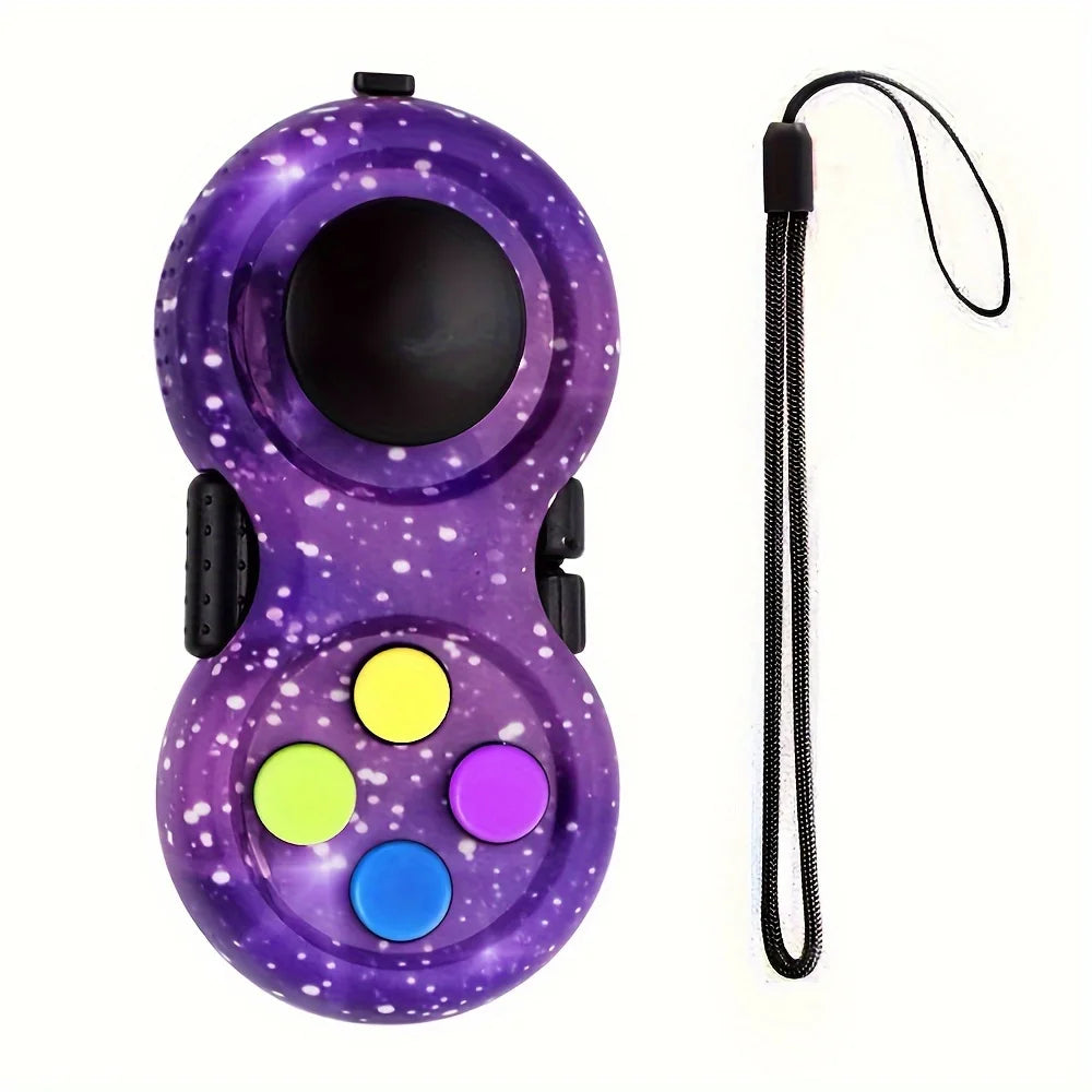 Controle Fidget Pad Retrô Zemkids com 8 funções, brinquedo sensorial antiestresse para foco e diversão em cores vibrantes.