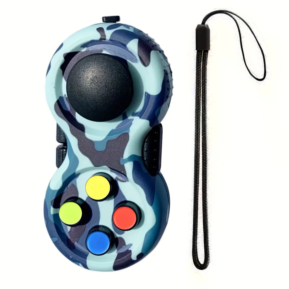 Controle Fidget Pad Retrô Zemkids com 8 funções, brinquedo sensorial antiestresse para foco e diversão, em cores vibrantes.