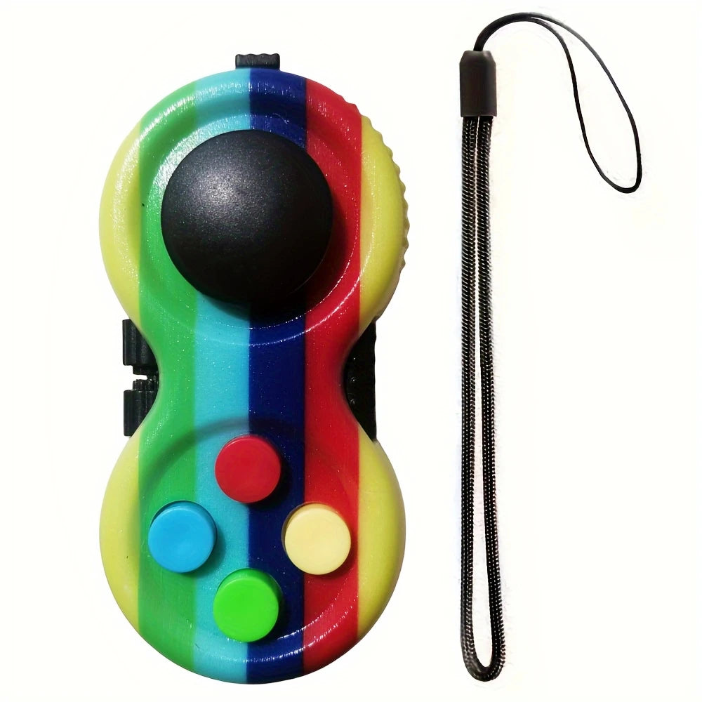 Controle Fidget Pad Retrô Zemkids com 8 funções, brinquedo sensorial antiestresse e para melhorar o foco, em cores vibrantes.
