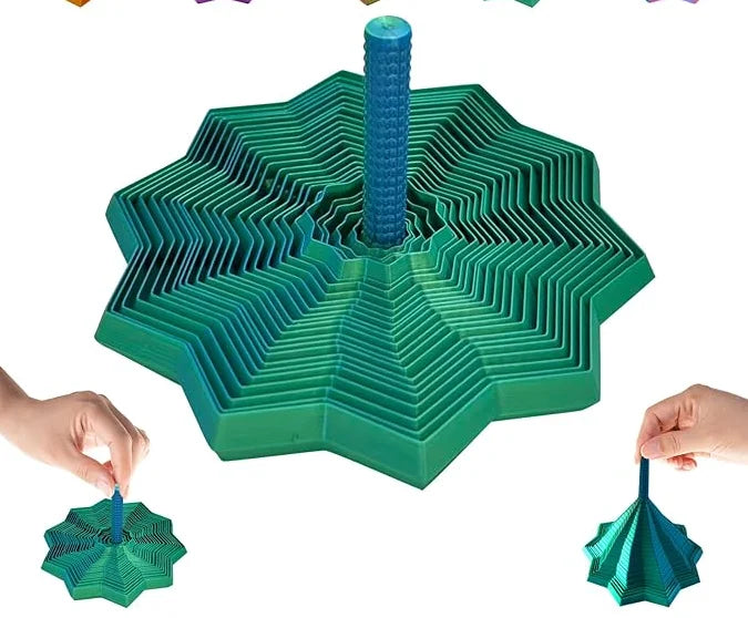 Brinquedo sensorial Estrela Sensorial 3D Hexa-Flow da Zem Kids, girador expansível anti-estresse com design colorido e texturas variadas