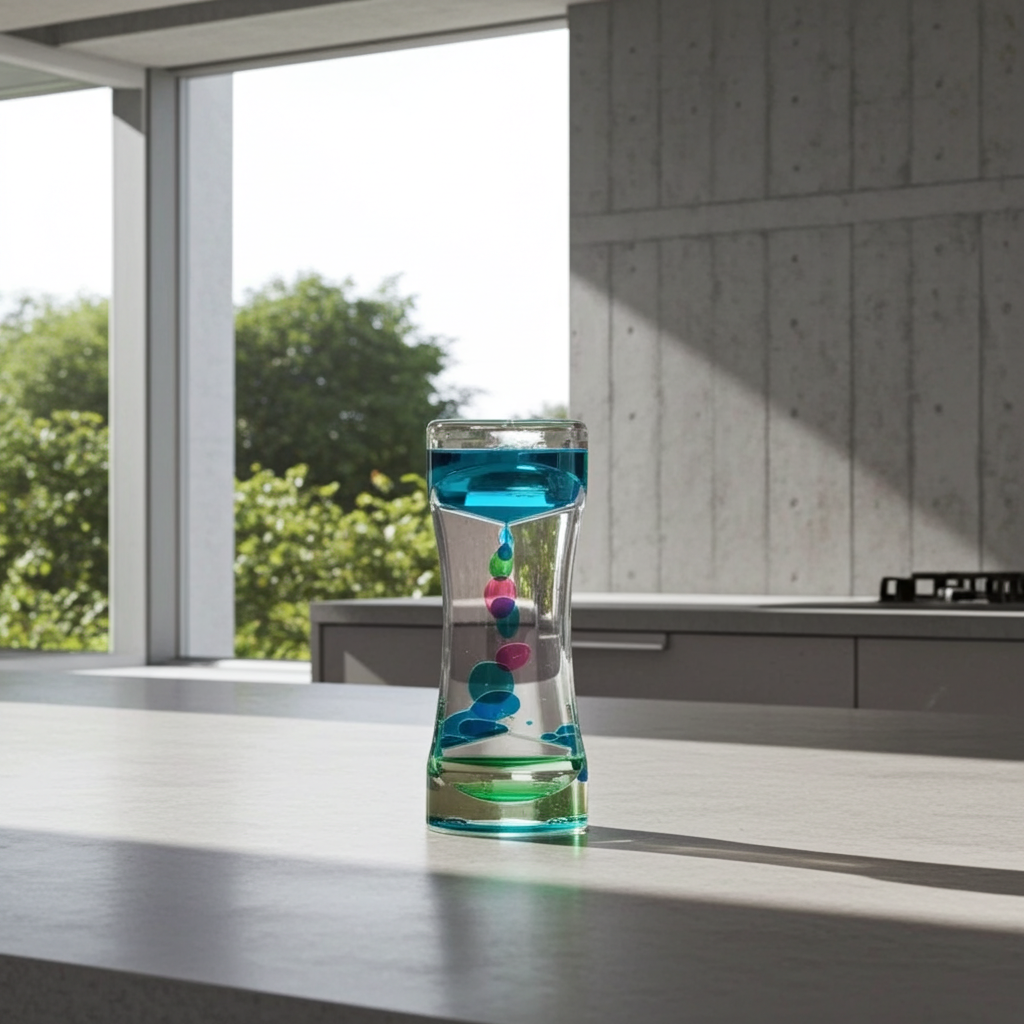 Ampulheta líquida sensorial premium Zem Kids, brinquedo com cronômetro visual para relaxamento e concentração.