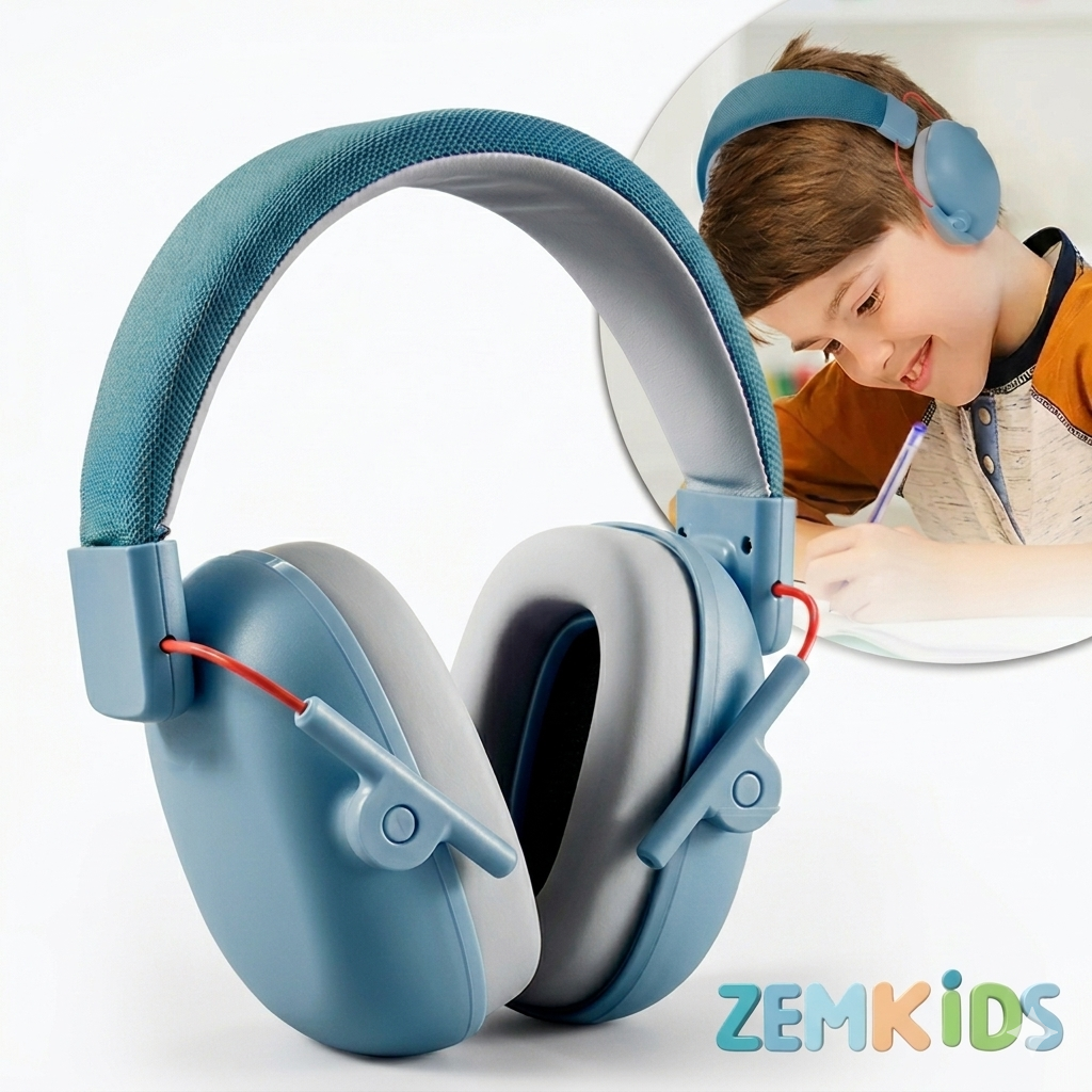 Abafador de ruído infantil Zem Kids para autismo e TDAH, portátil, dobrável, proteção auditiva para crianças
