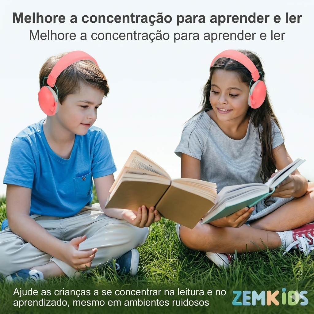 Fone abafador de ruído infantil Zem Kids para autismo e TDAH, proteção auditiva sensorial para crianças, cor azul.