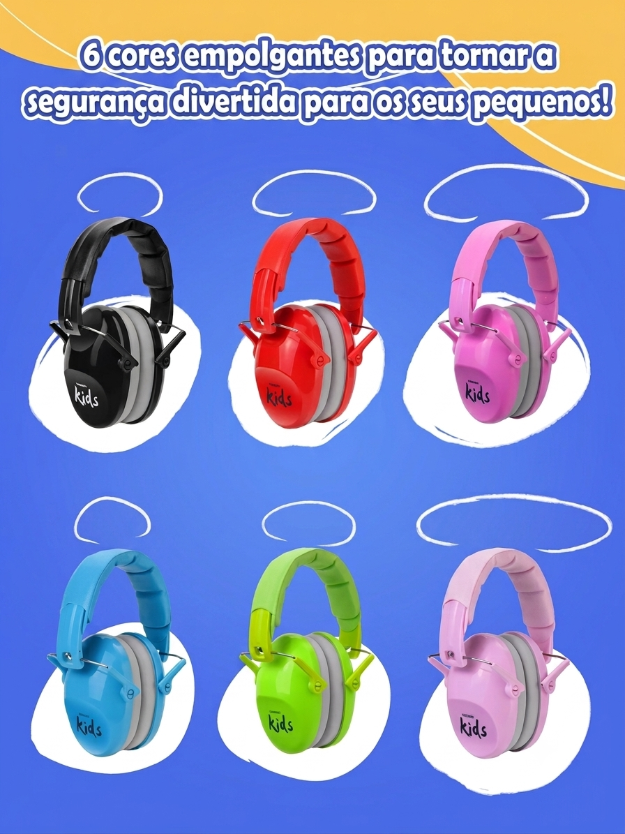 Abafador de ruído infantil ZOHAN da Zem Kids, protetor auricular ajustável e acolchoado com NRR 25dB, usado por criança.