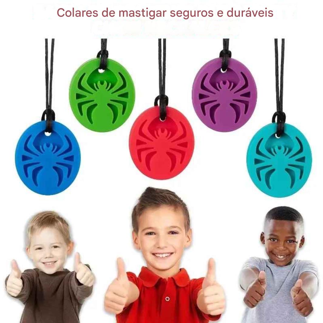 Colar Sensorial Circular Spider – Mordedor de Silicone para Foco e Alívio da Ansiedade - Zem Kids