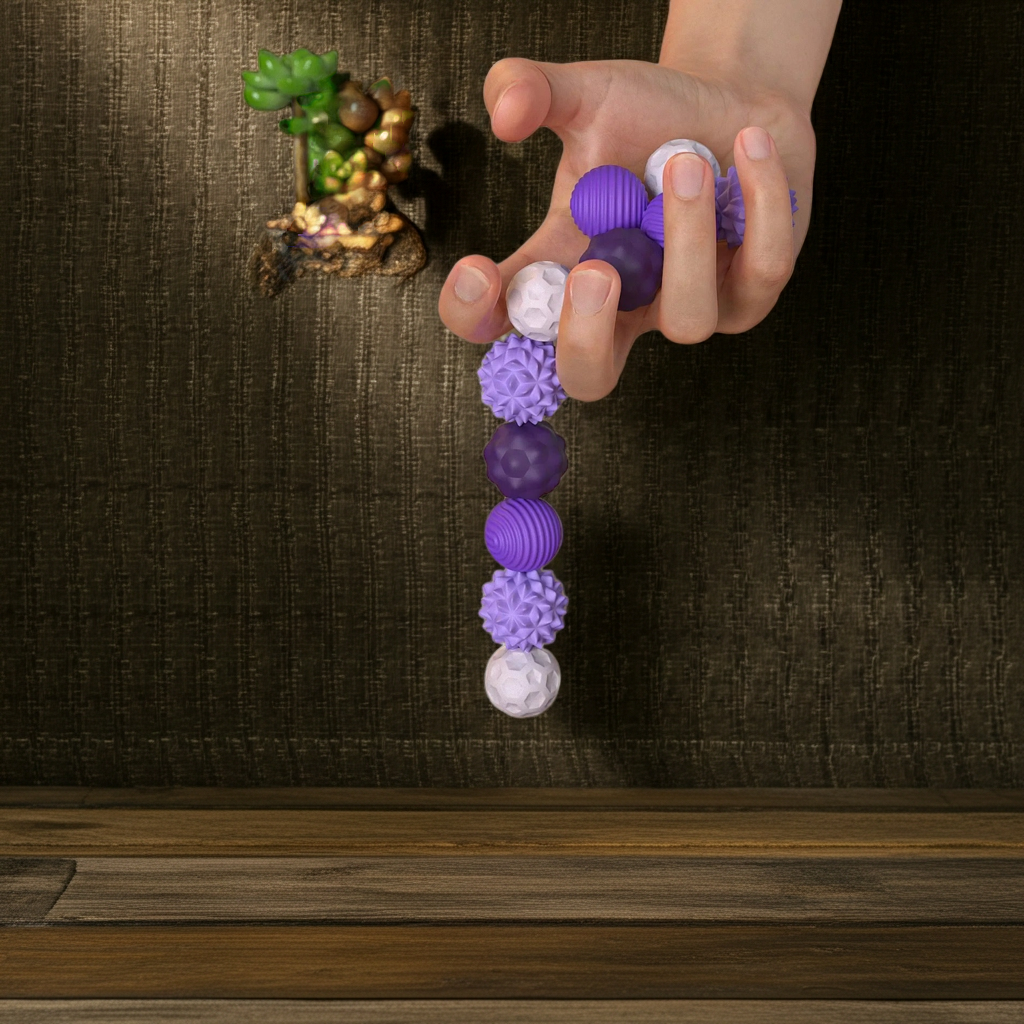 Esferas magnéticas Silent-Click da Zem Kids, brinquedo fidget para foco e relaxamento, com esferas brilhantes e design compacto.