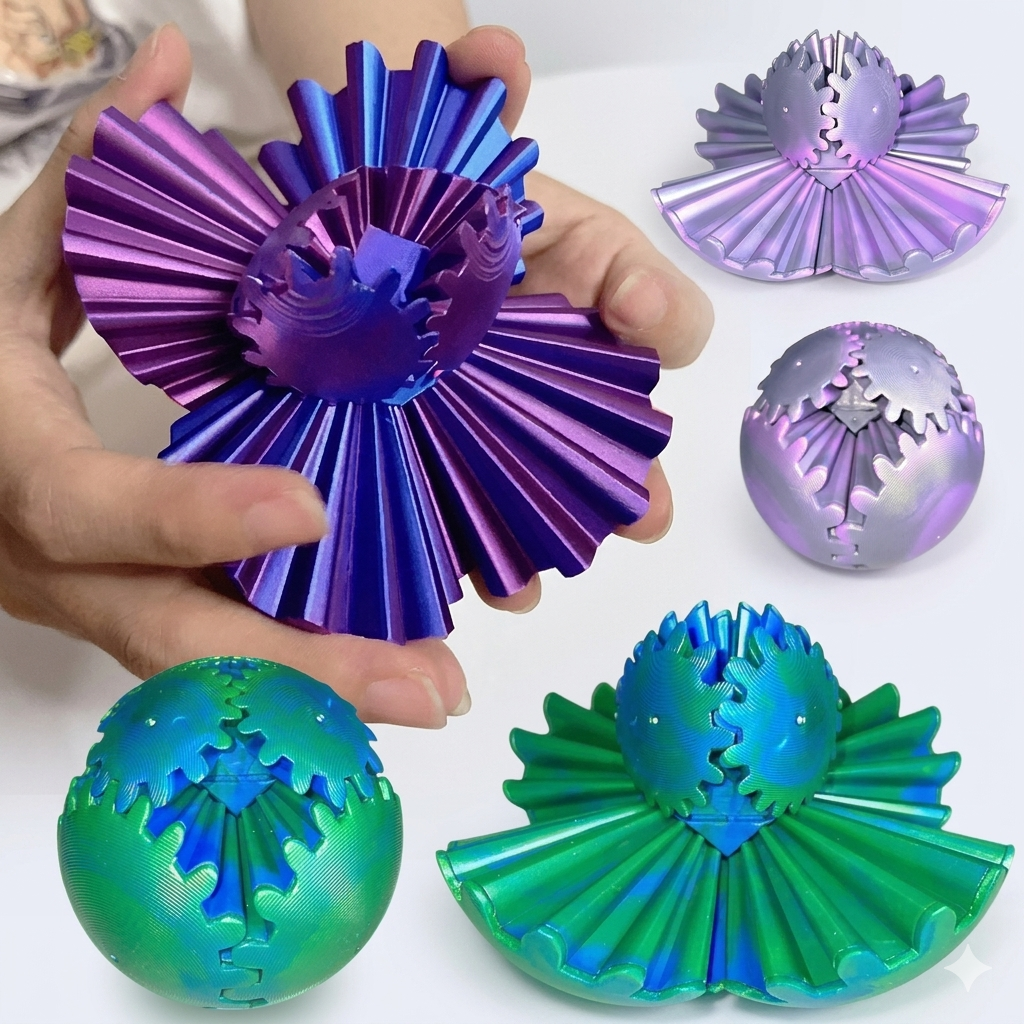 Bola de Engrenagem 3D Articulada: Fidget Toy Giratório e Anti-estresse