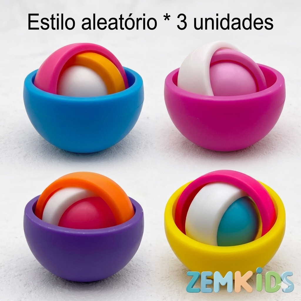 Giroscópio sensorial Zem Kids, brinquedo fidget 3D para alívio de TDAH e ansiedade, com esfera de foco.