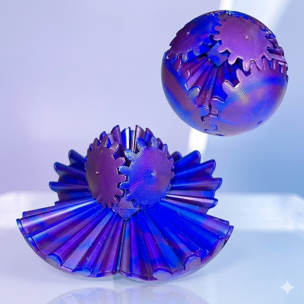 Bola de Engrenagem 3D Articulada: Fidget Toy Giratório e Anti-estresse