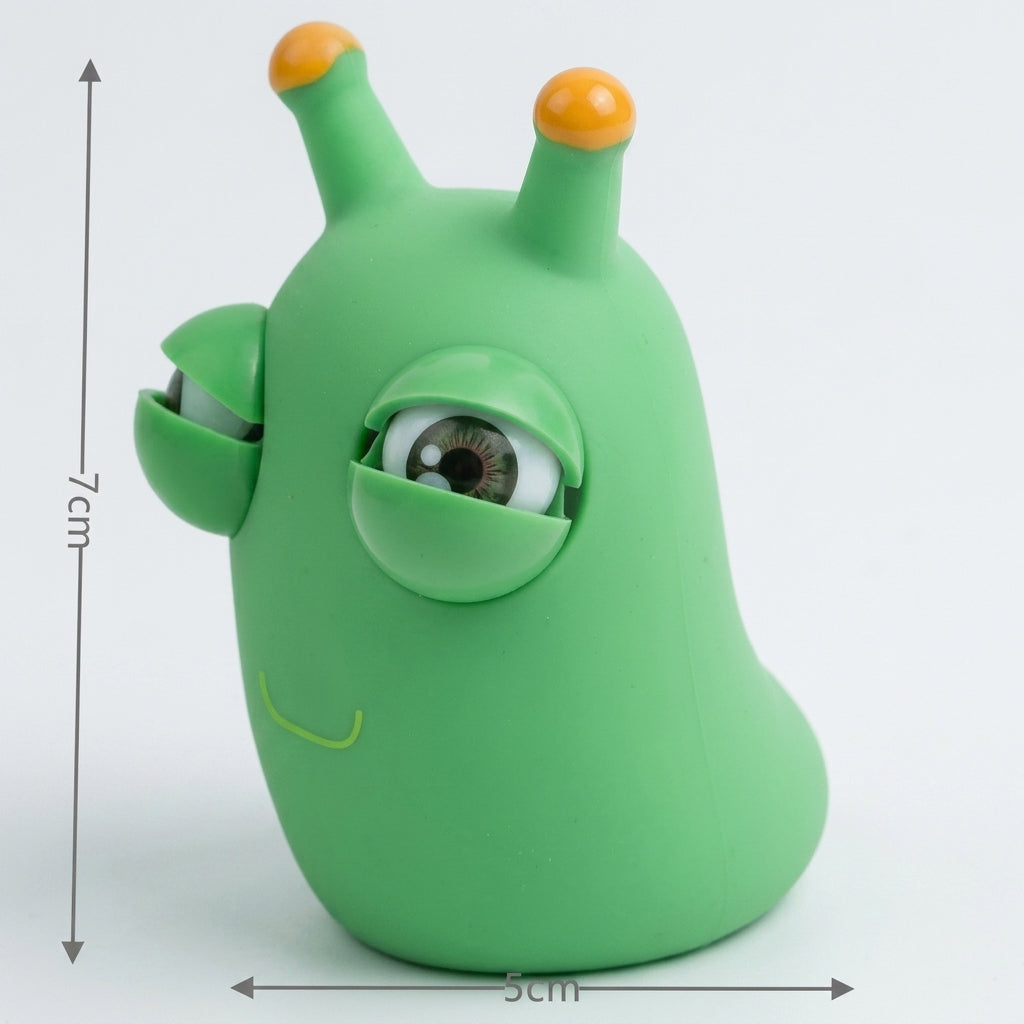 Brinquedo sensorial Minhoca Verde de Apertar Zemkids, fidget anti-estresse com olhos saltadores, tamanho 7x5cm