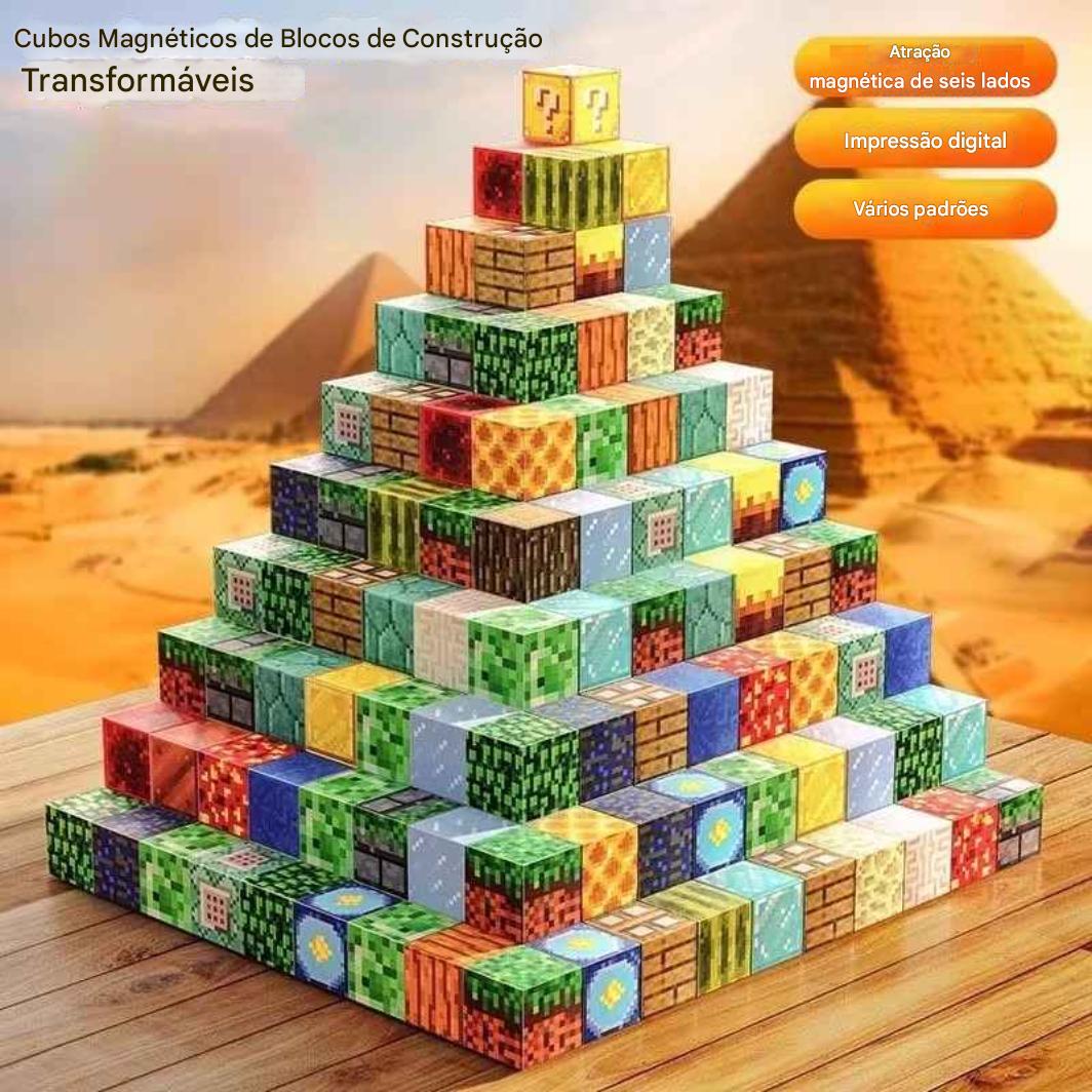 Blocos de Construção Magnéticos 3D – Kit de Engenharia Sensorial com 50 Peças - Zem Kids