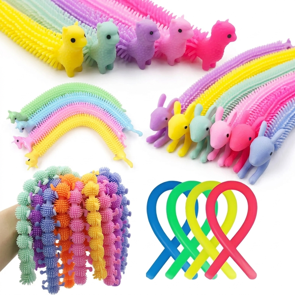 Kit com 6 cordas elásticas sensoriais da Zem Kids para alívio de estresse e autorregulação tátil, brinquedo sensorial para crianças.