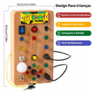 Painel Montessori LED da Zem Kids com interruptores, luzes e atividades educativas para crianças pequenas.