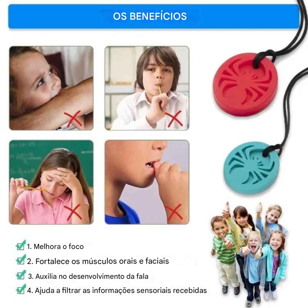 Colar Sensorial Circular Spider – Mordedor de Silicone para Foco e Alívio da Ansiedade - Zem Kids