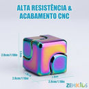 Cubo giroscópio metálico premium Zem Kids, fidget sensorial 2 em 1, com design anti-estresse e tecnologia laser.