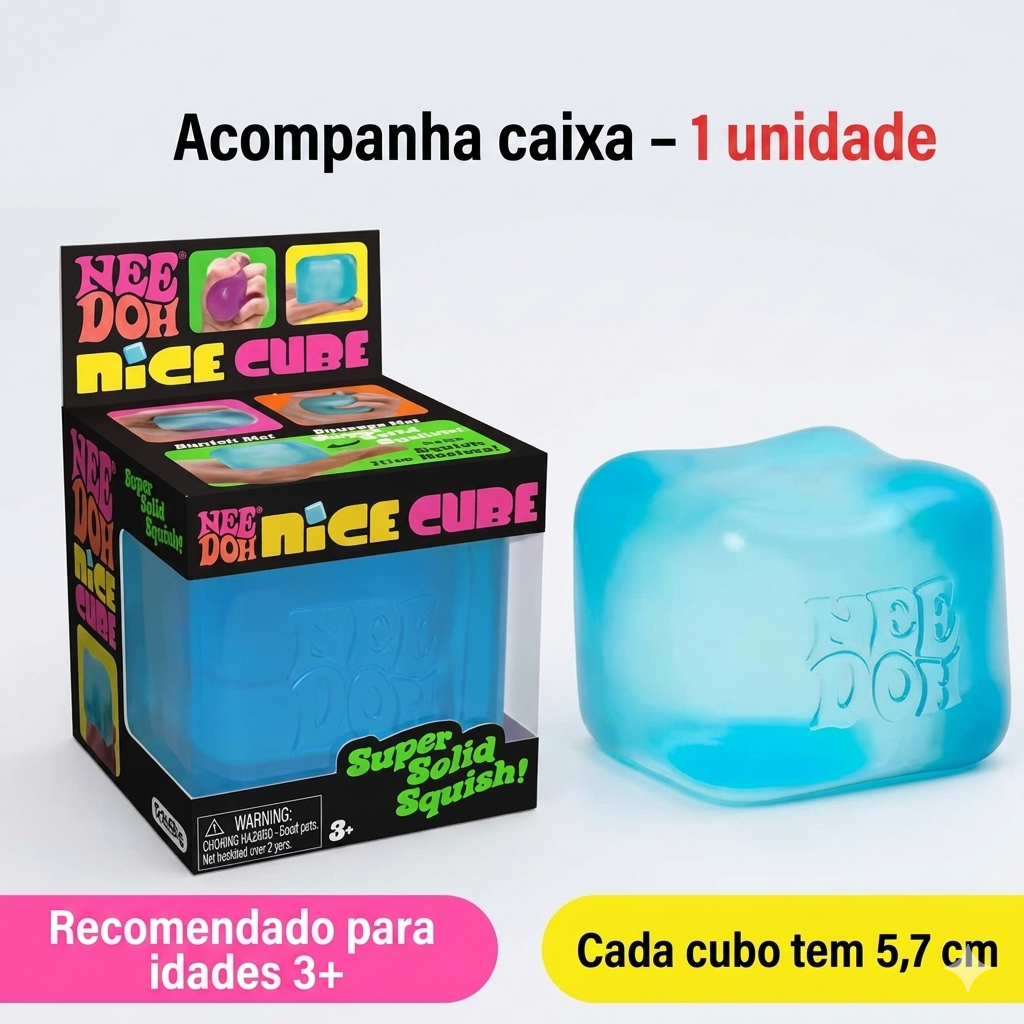 Cubo sensorial azul Zem Kids, brinquedo fidget anti-estresse, maleável para foco, calma e diversão sensorial.