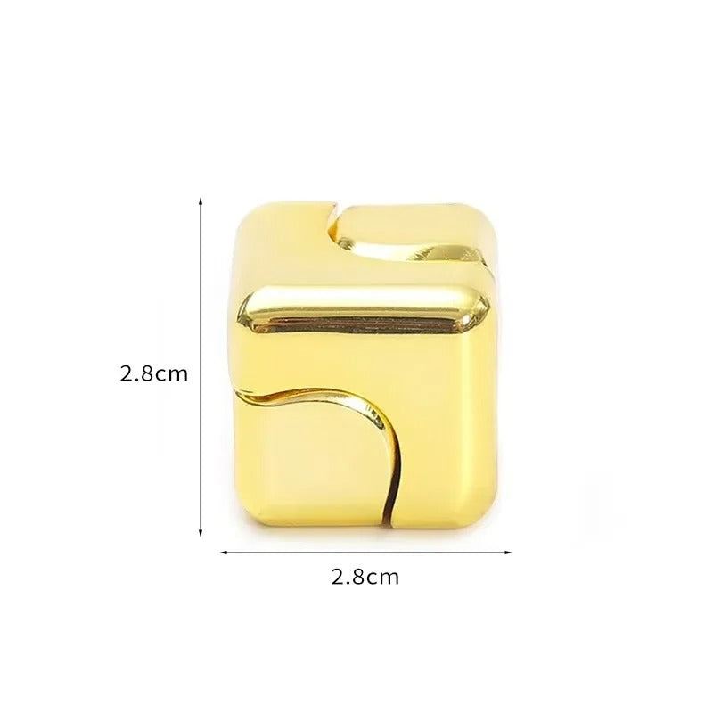 Cubo Giroscópio Metálico Premium Zem Kids, fidget sensorial 2 em 1, com design metálico antiestresse para alívio e entretenimento.