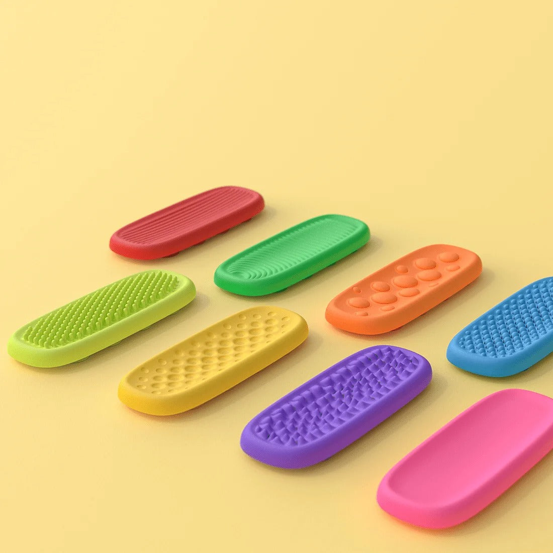Kit com 8 plaquinhas sensoriais de silicone da Zem Kids, brinquedos calmantes para autismo e ansiedade, com zonas das emoções.