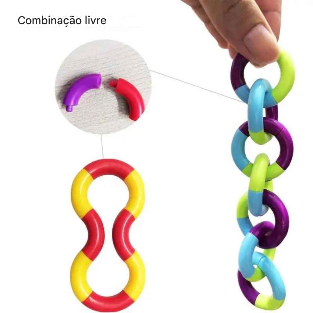 Kit 3 Unidades Twist Fidget Sensorial – Elo Infinito para Foco e Coordenação - Zem Kids